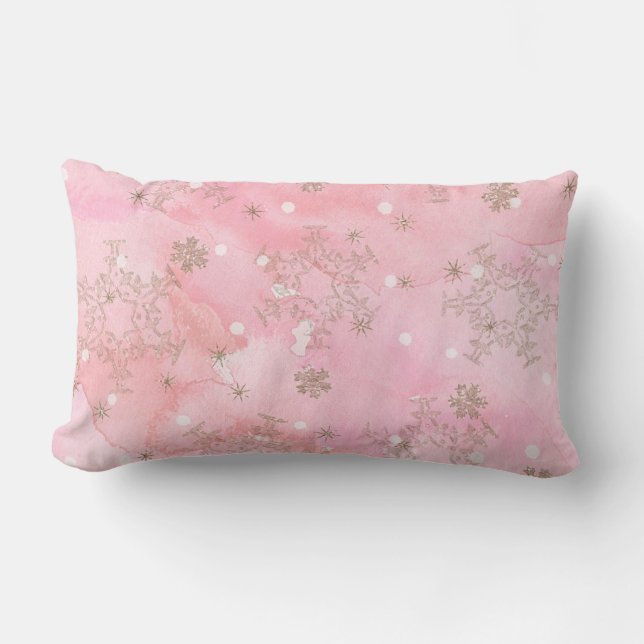 Pink Christmas Snowflakes Boho Pattern Lendenkissen (Vorderseite)