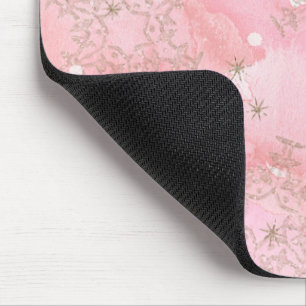 Pink Christmas Snowflakes Boho Pattern Mousepad