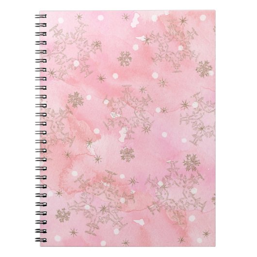 Pink Christmas Snowflakes Boho Pattern Notizblock (Vorderseite)