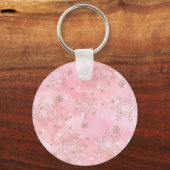 Pink Christmas Snowflakes Boho Pattern Schlüsselanhänger (Vorderseite)