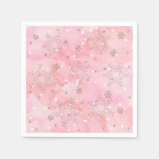 Pink Christmas Snowflakes Boho Pattern Serviette (Vorderseite)