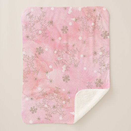 Pink Christmas Snowflakes Boho Pattern Sherpadecke (Vorderseite)