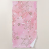 Pink Christmas Snowflakes Boho Pattern Strandtuch (Vorderseite)