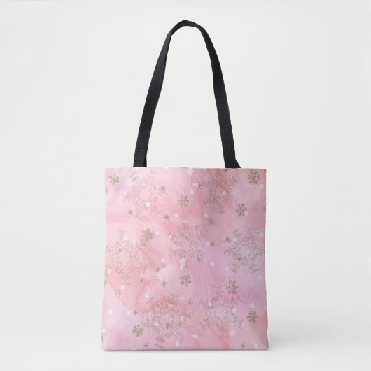 Pink Christmas Snowflakes Boho Pattern Tasche (Vorderseite)