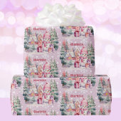 Pink Christmas Snowman fügt Girl's Name hinzu Geschenkpapier