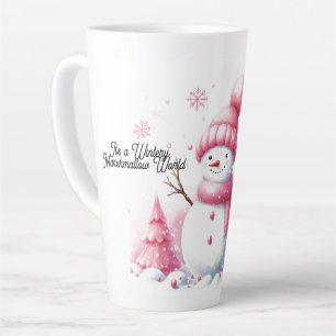 Pink Christmas Snowman Marshmallow World Milchtasse