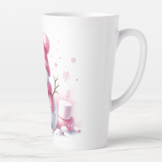 Pink Christmas Snowman Marshmallow World Milchtasse (Rechts)