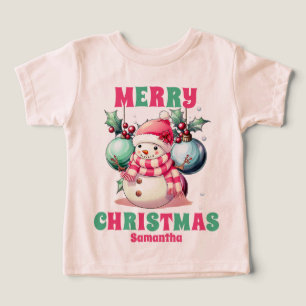 Pink Christmas Snowman Personalisierter Name