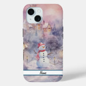 Pink Christmas Snowman Tough Case-Mate iPhone Hülle (Rückseite)