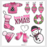 Pink Christmas Sticker Pack<br><div class="desc">Haben Sie rosa Weihnachten in Ihrem Tagebuch oder in Ihrem Handwerk mit diesem rosa Weihnachtsaufkleber Pack</div>