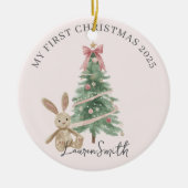 Pink Christmas Tree Baby Girl First Christmas Keramik Ornament (Vorne)