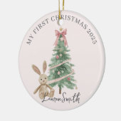 Pink Christmas Tree Baby Girl First Christmas Keramik Ornament (Links)