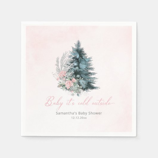 Pink Christmas tree Baby its cold outside Serviette (Vorderseite)
