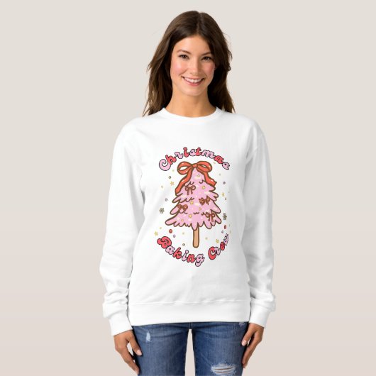 Pink Christmas Tree Baking Crew Sweatshirt (Vorne ganz)
