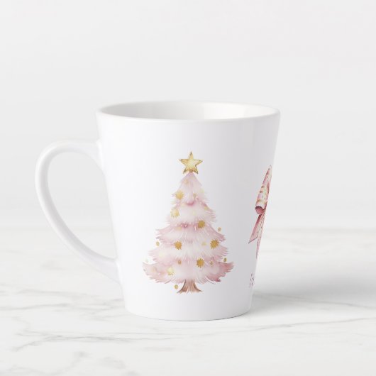 Pink Christmas Tree Bow Milchtasse (Links)