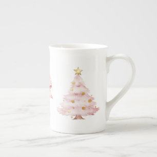 Pink Christmas Tree Bow Porzellantasse