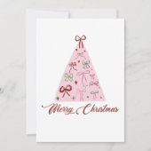 Pink Christmas Tree Card Einladung (Vorderseite)