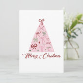 Pink Christmas Tree Card Einladung (Stehend Vorderseite)