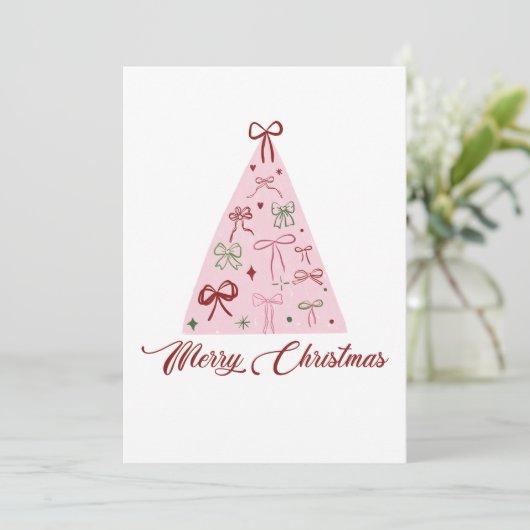 Pink Christmas Tree Card Einladung (Stehend Vorderseite)