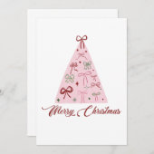 Pink Christmas Tree Card Einladung (Vorne/Hinten)
