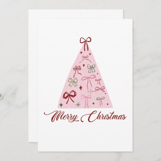 Pink Christmas Tree Card Einladung (Vorne/Hinten)