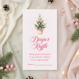 Pink Christmas Tree Diaper Raffle Baby Shower Begleitkarte