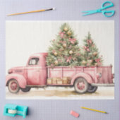 Pink Christmas Tree Farm Truck Seidenpapier (Basteln)
