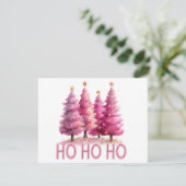 Pink Christmas tree HOHOHO Feiertagskarte (Stehend Vorderseite)