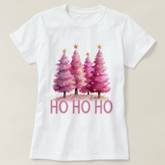 Pink Christmas tree HOHOHO T-Shirt (Design vorne)