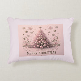 Pink Christmas Tree Merry Christmas Accent Pillow Dekokissen