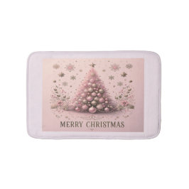 Pink Christmas Tree Merry Christmas Badematte