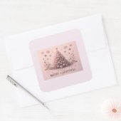 Pink Christmas Tree Merry Christmas  Quadratischer Aufkleber (Umschlag)