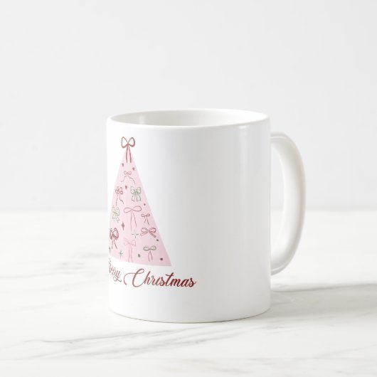 Pink Christmas Tree Mug Kaffeetasse (VorderseiteRechts)
