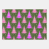Pink Christmas Tree Muster Design Geschenkpapier Set (Vorderseite 3)
