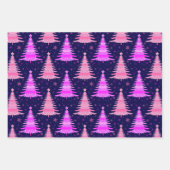 Pink Christmas Tree Muster Design Geschenkpapier Set (Vorderseite)