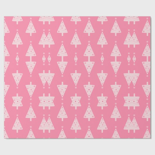 Pink Christmas Tree Muster Geschenkpapier (Flach)