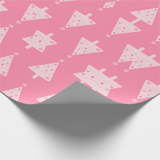 Pink Christmas Tree Muster Geschenkpapier (Ecke)