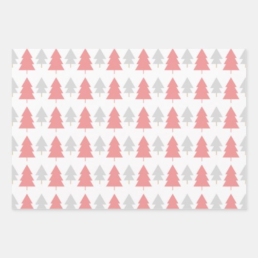 Pink Christmas Tree Muster Geschenkpapier Set (Vorderseite 2)