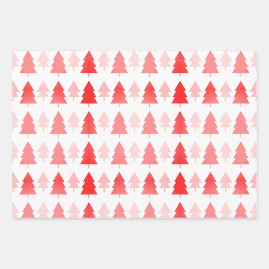 Pink Christmas Tree Muster Geschenkpapier Set (Vorderseite)