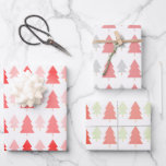 Pink Christmas Tree Muster Geschenkpapier Set<br><div class="desc">Rosa Weihnachtsbaummuster verpackt Papierblätter. Modernes,  trendiges Weihnachtsbaummuster und -farbe für die Urlaubssaison.</div>