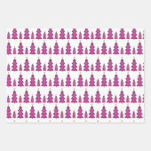 Pink Christmas Tree Muster Glitzer & Leopard Fun Geschenkpapier Set (Vorderseite 3)