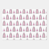 Pink Christmas Tree Muster Glitzer & Leopard Fun Geschenkpapier Set (Vorderseite 2)