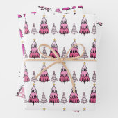 Pink Christmas Tree Muster Glitzer & Leopard Fun Geschenkpapier Set (Beispiel)