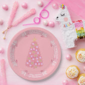 Pink Christmas Tree Paper Plate Pappteller (Party)