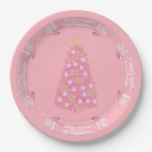 Pink Christmas Tree Paper Plate Pappteller (Vorderseite)
