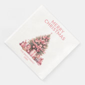 Pink Christmas Tree Party Serviette (Ecke)