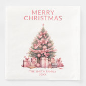 Pink Christmas Tree Party Serviette (Vorderseite)