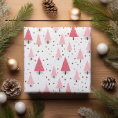 Pink Christmas Tree Pattern Holiday Geschenkpapier