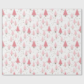 Pink Christmas Tree Pattern Holiday Geschenkpapier (Flach)