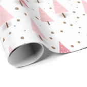 Pink Christmas Tree Pattern Holiday Geschenkpapier (Rolleneckpunkt)